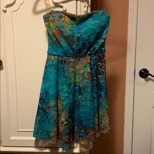 Aqua Blue Lace Homecoming Dress
